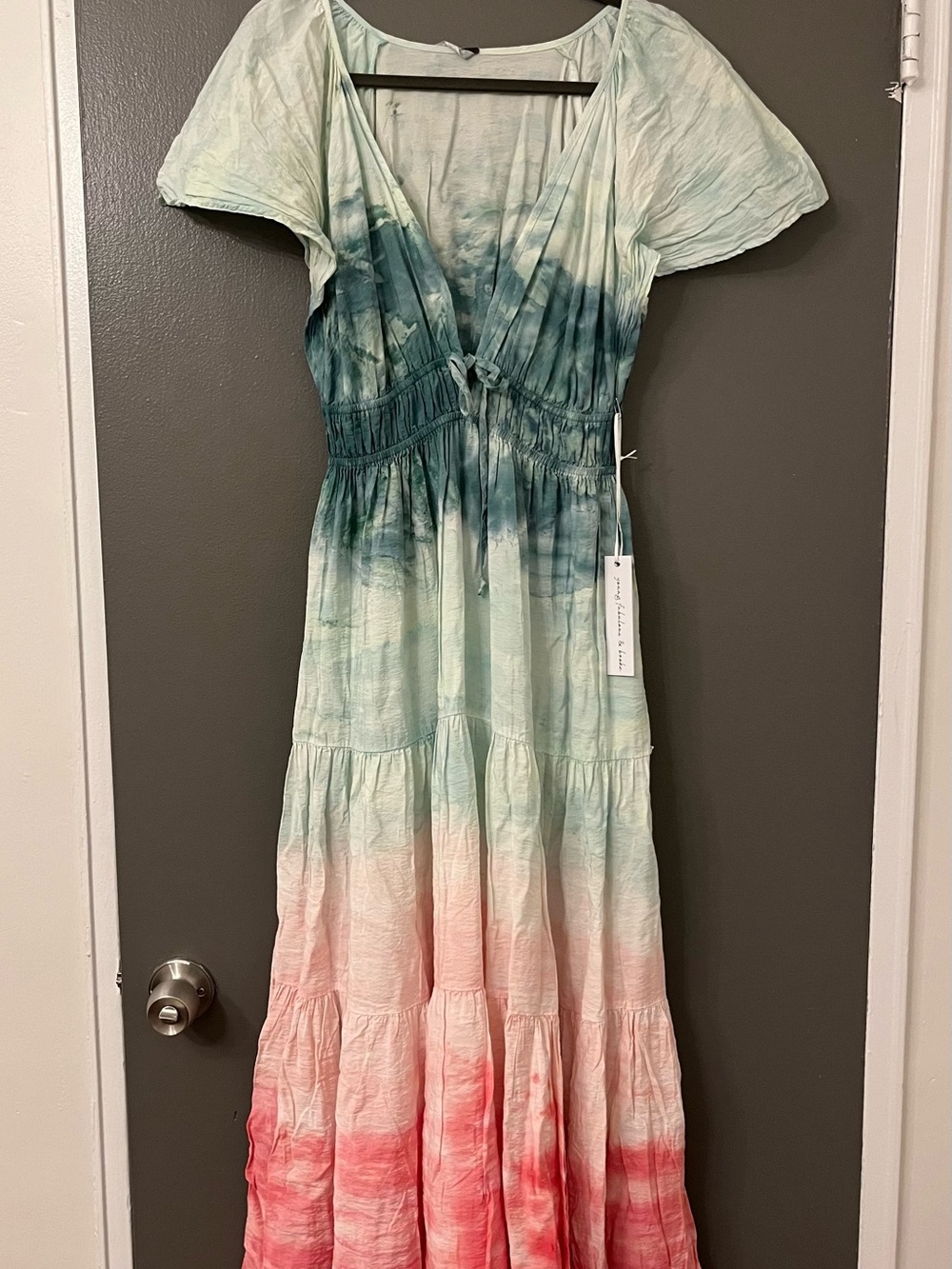 Young Fabulous & Broke Seafoam and Teal Tie-Dye Maxi Dress
